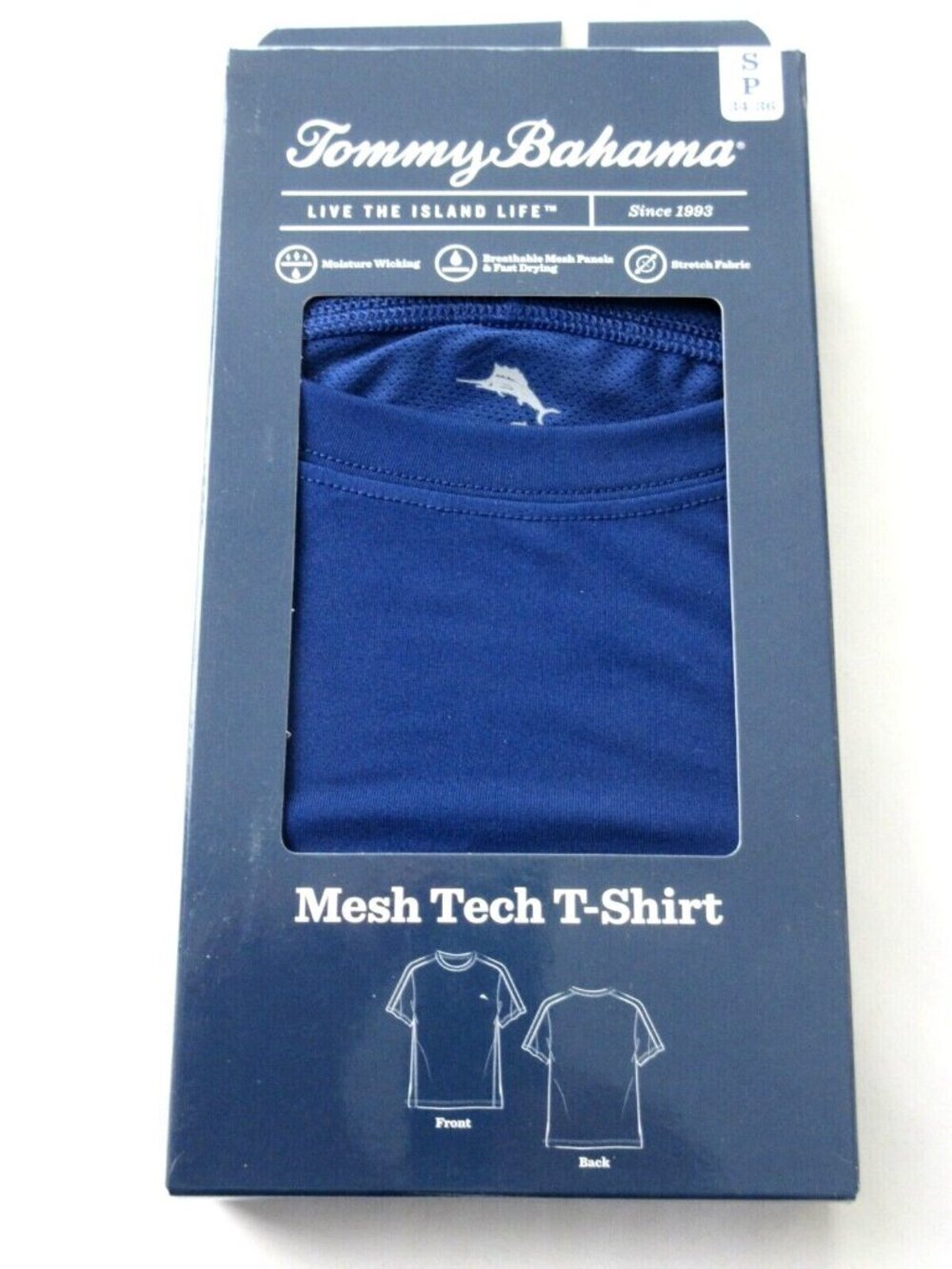 Tommy Bahama Men's Mesh Tech Stretch T Shirt Navy Blue Marlin Logo NIB SMALL - Picture 4 of 7